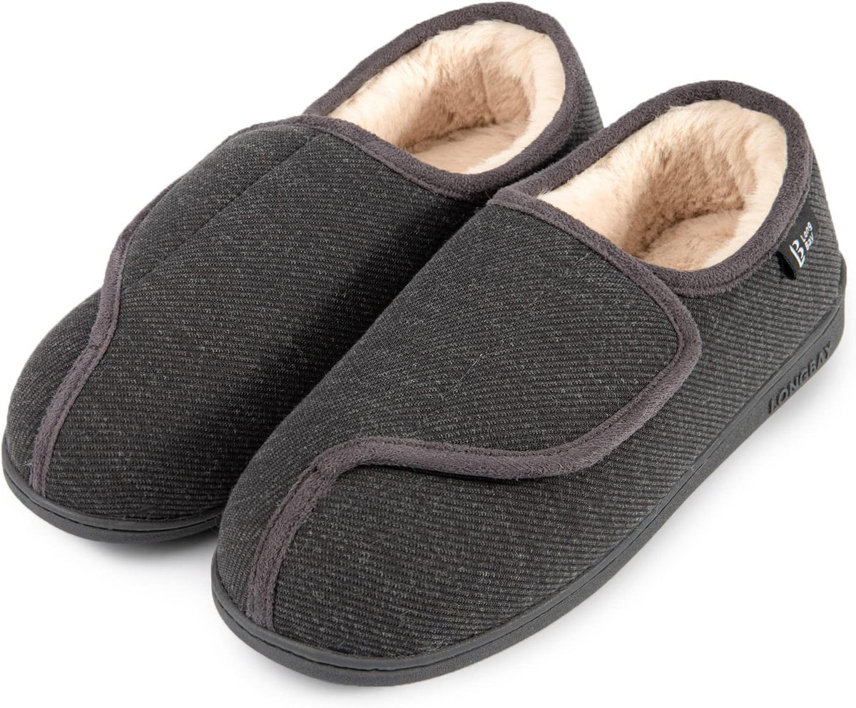 LongBay Womens Adjustable Slippers Memory Foam Cozy Wide Diabetic House Shoes Edema Orthopedic Neuropathy Indoor Outdoor - Image 10