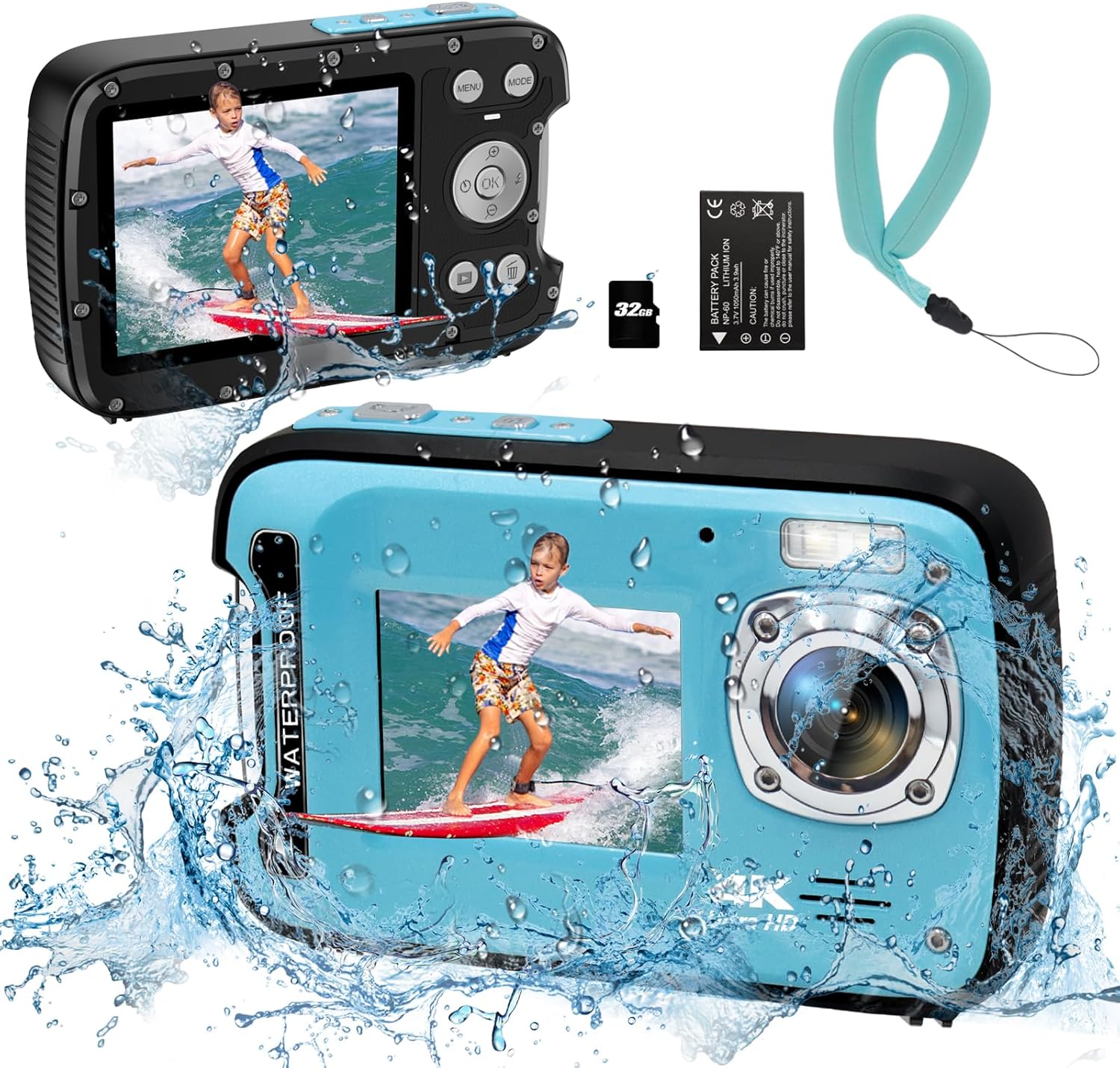 Yeein 4K 48MP waterproof camera front view with dual screen