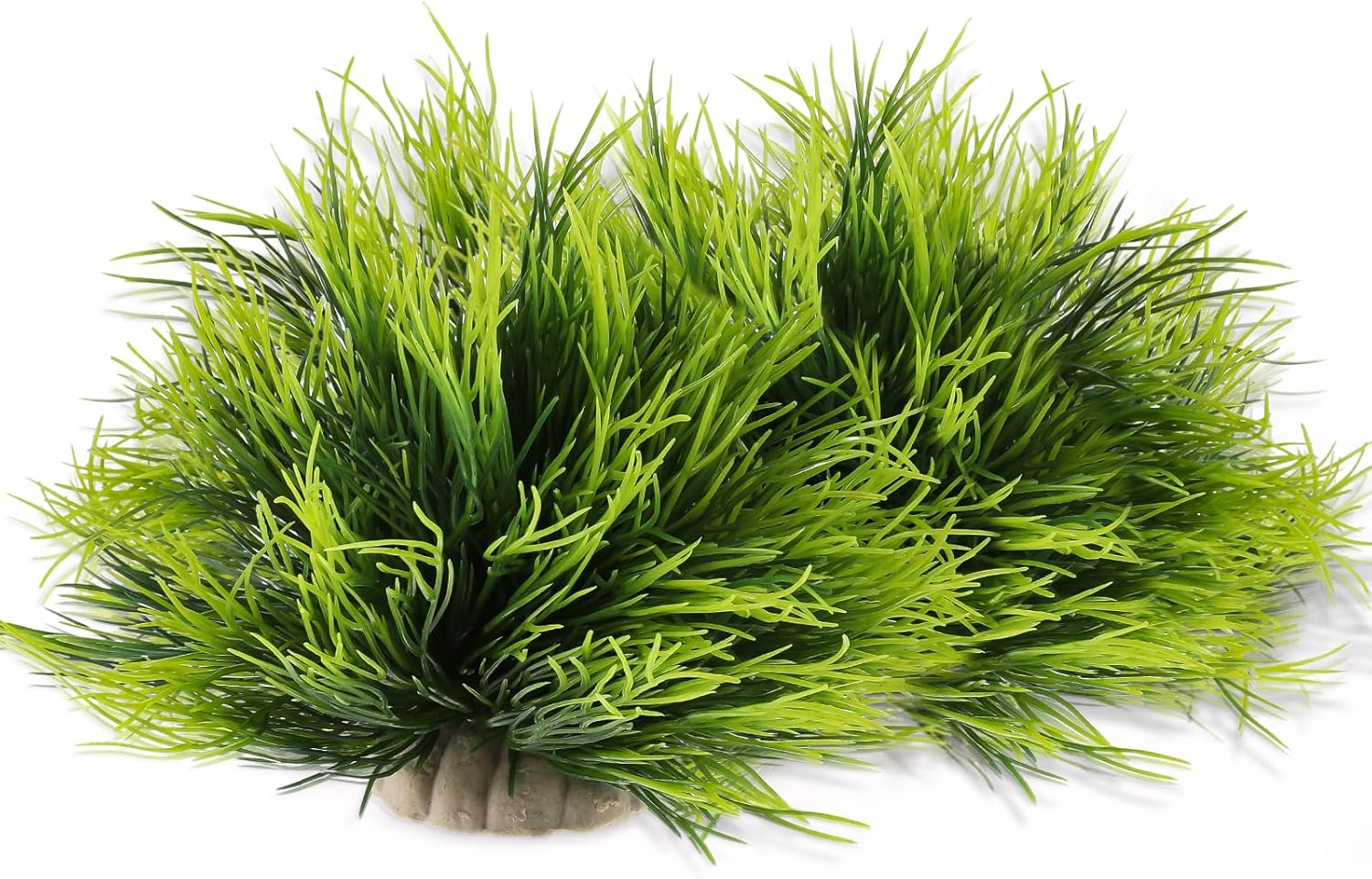 FdcLixuvol artificial aquarium plants front view showing two green plastic fish tank decorations with heavy bases