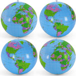 YOTHORN inflatable world globe beach ball front view showing printed blue oceans and continents.
