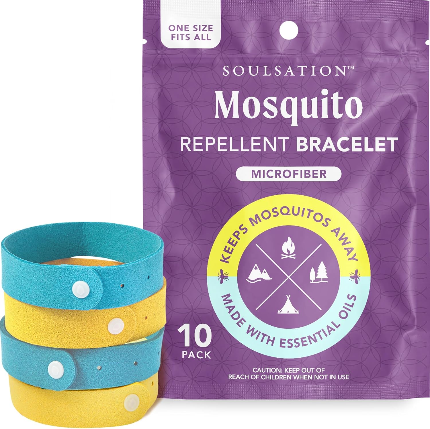Soulsation 10 Pack Mosquito Repellent Bracelets Microfiber - for Kids & Adults, Natural DEET-Free - Image 1