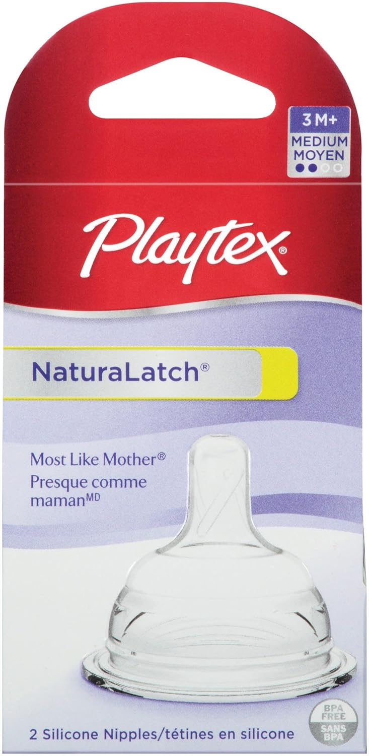 Playtex NaturaLatch medium flow baby bottle nipples front view shopping online