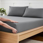 Sweet Home Collection king size fitted sheet in gray view