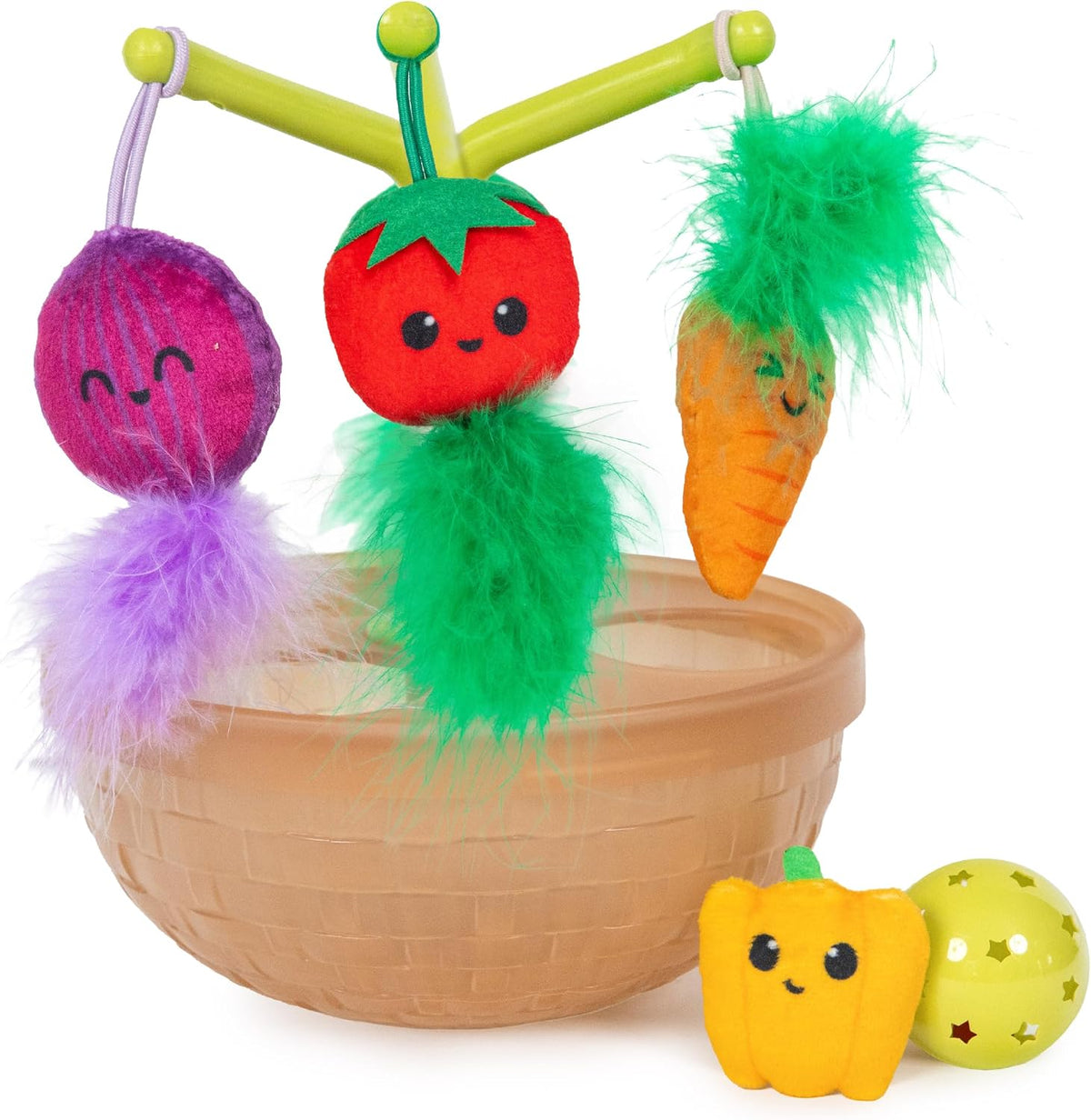 Catstages Hunt N Wobble Veggie Bowl Cat Toy front view interactive pet toy