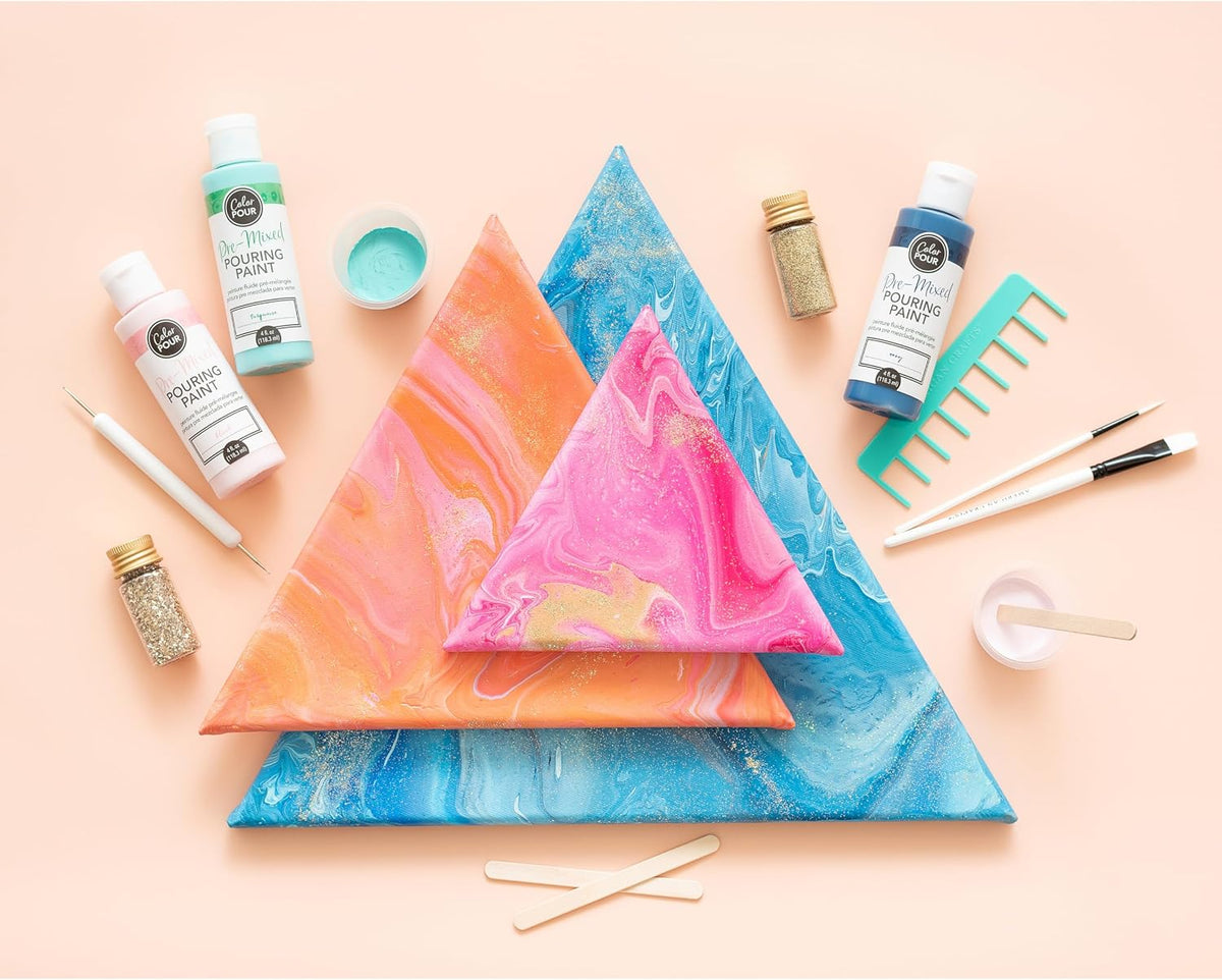 American Crafts Color Pour starter kit instruction booklet and canvas