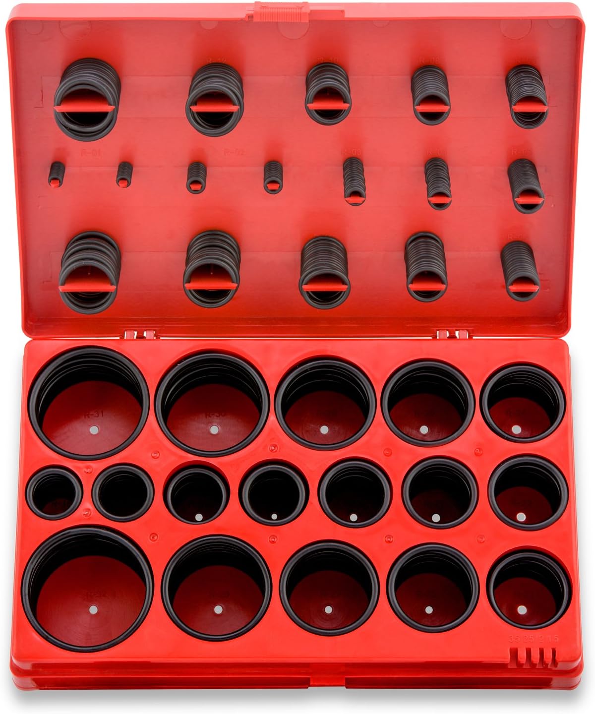 Neiko rubber o-ring assortment kit front view with red storage case