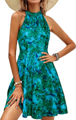 OUGES Women's Halter Neck Floral Summer Casual Vacation Sundress 2026 | Lightweight, Soft,Summer Casual Sundress 2026, A-Line Beach Dress for Holiday, Daily Wear - Image 9