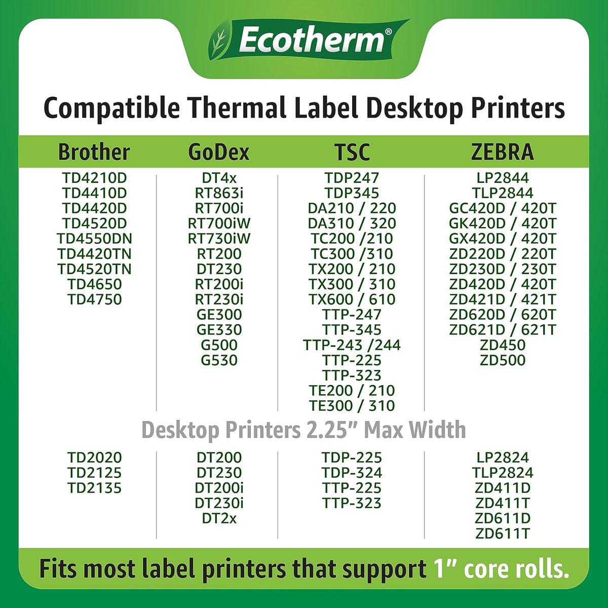 Ecotherm thermal labels stack of four rolls