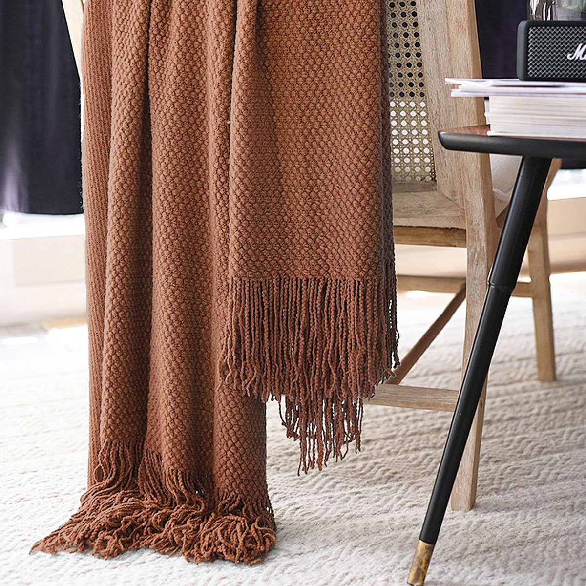 LOMAO 50x60 knitted blanket draped on sofa