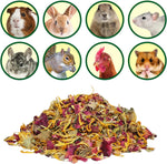 Natural rose hips and hibiscus pet treats showing detailed leaf textures