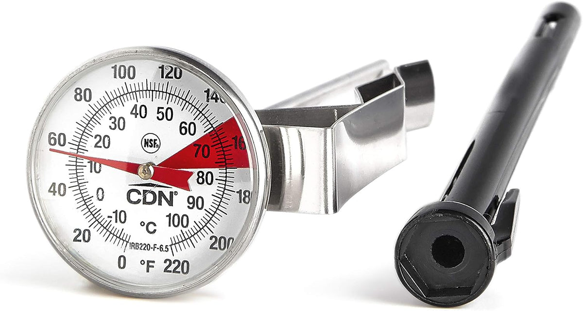 CDN ProAccurate(R) Instant Read Beverage Frothing Thermometer with Clip for Precise Temperature Measurement, 5" Stainless Steel Stem, Yellow Case (IRB220-F) - Image 13