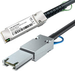 H!Fiber.com QSFP to SFF-8088 MiniSAS cable connector close up