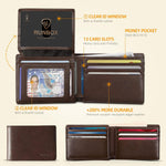 RUNBOX leather bifold wallet open showing card slots