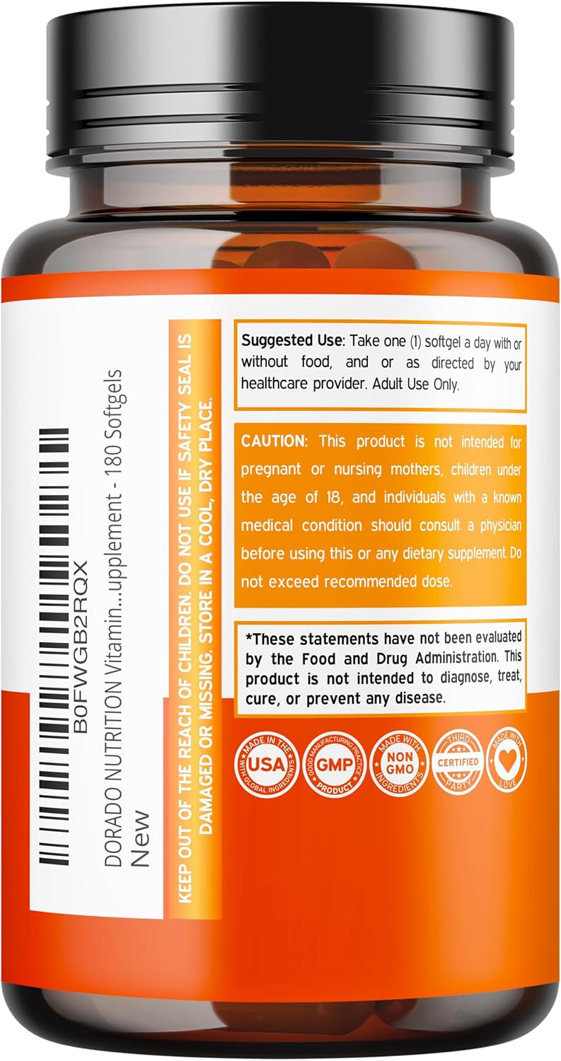 High potency Vitamin D3 and K2 softgels close up