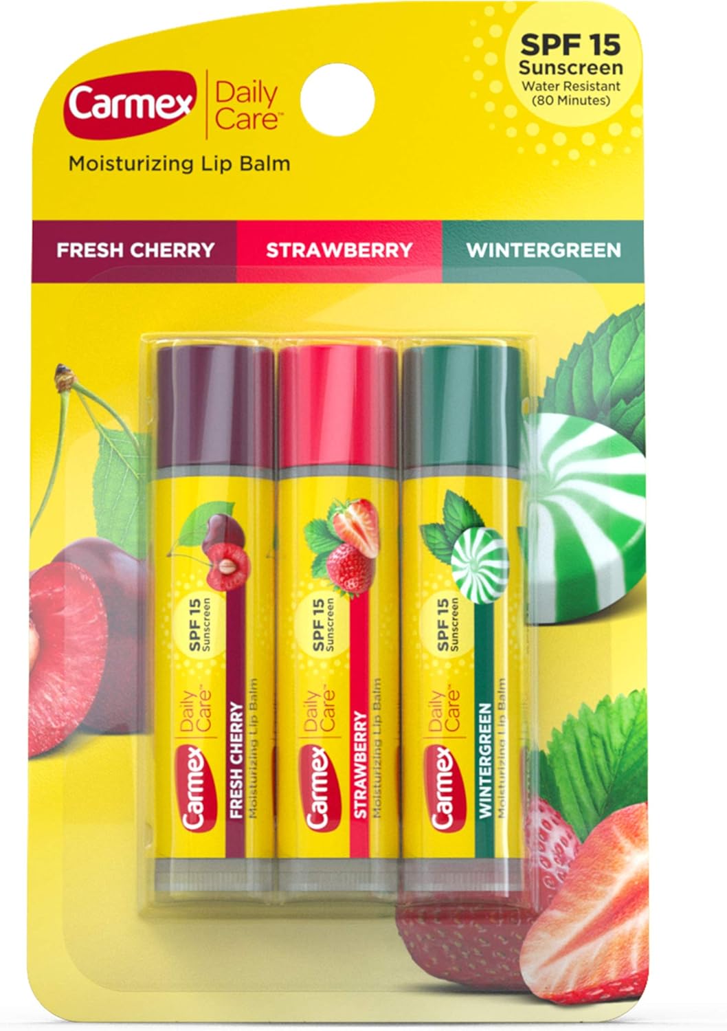 Carmex Daily Care Lip Balm variety pack front view packaging