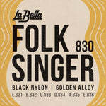 La Bella 840 Folksinger guitar strings back of package specification