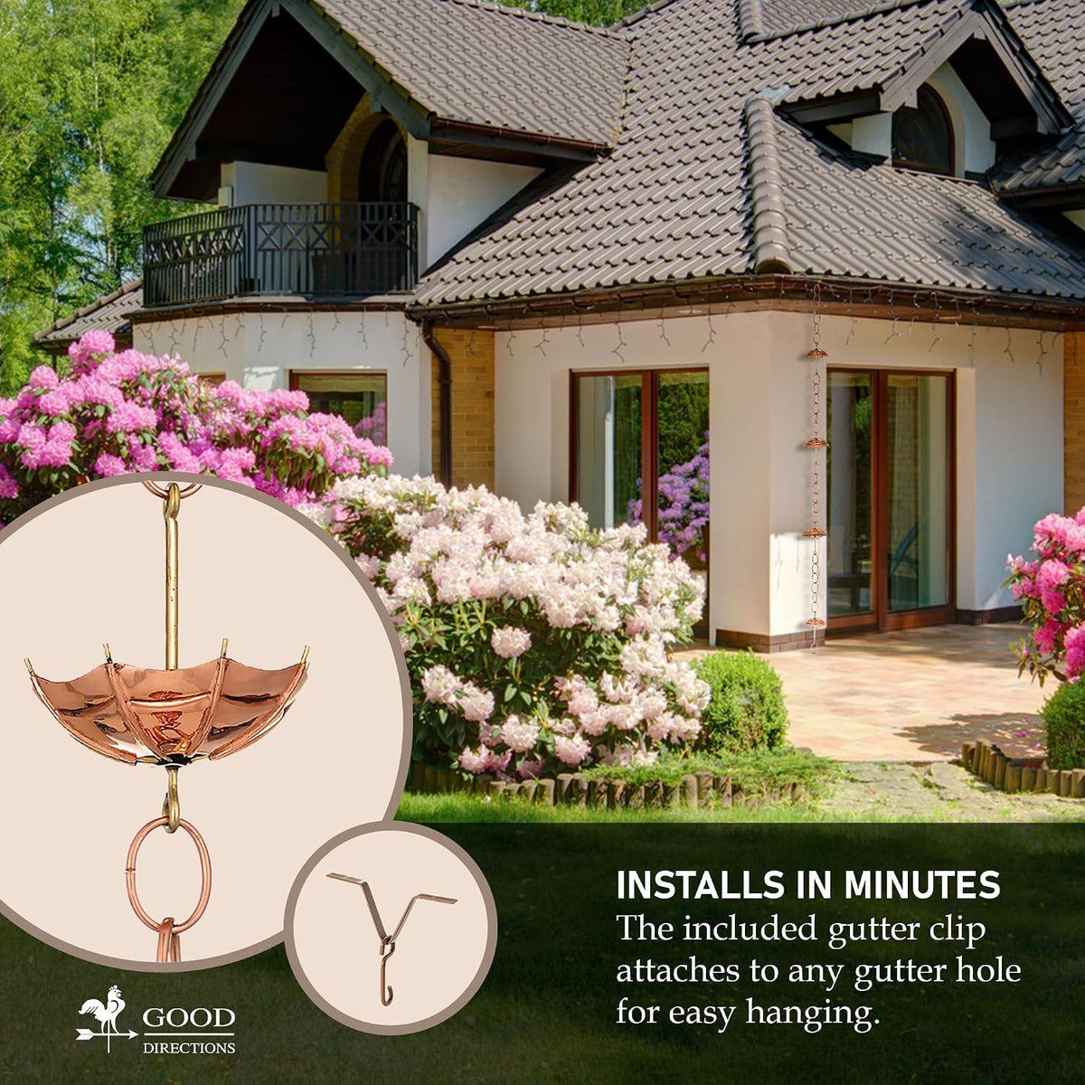 Good Directions rain chain brass accessories detail