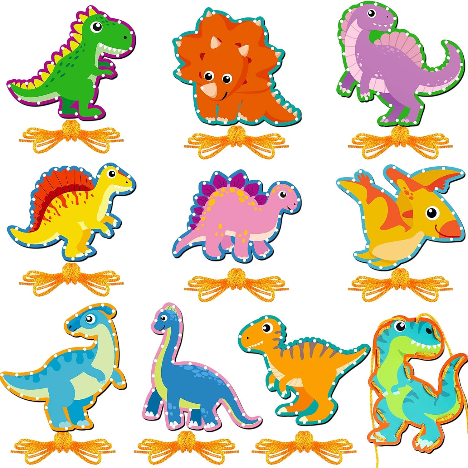 Pajean kids dinosaur lacing cards preschool educational learning activity kit front view