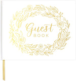 bloom daily planners Wedding Guest Book (120 Pages) Guest Sign-in Book Guest Registry Guestbook - White Cover with Gold Foil, Gilded Edges and Gold Page Marker Hardbound 7" x 9" (Eucalyptus) - Image 11