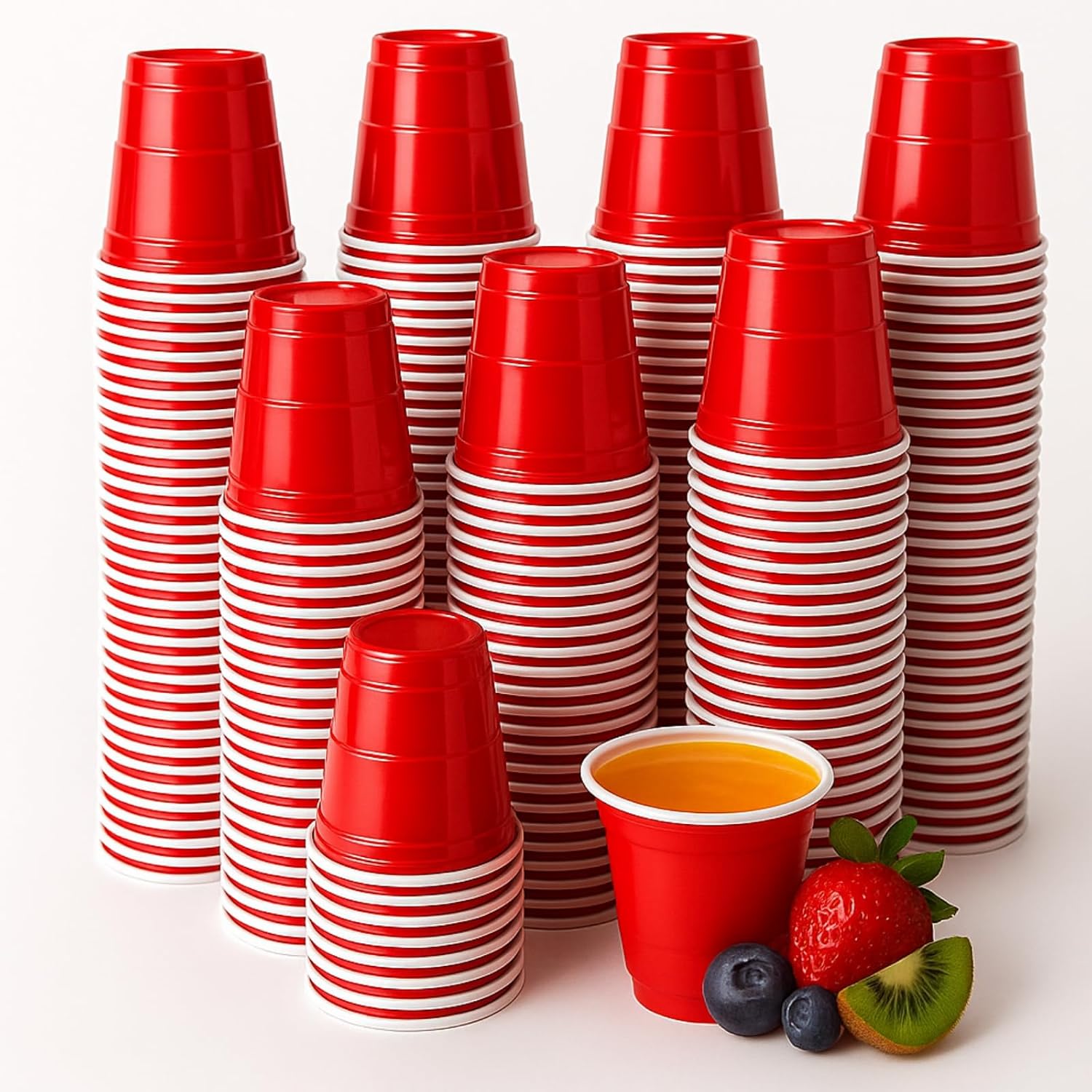 Yetene 500 pack red plastic shot glasses front view for parties