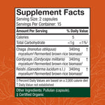 Host Defense Breathe Capsules supplement facts and ingredients label