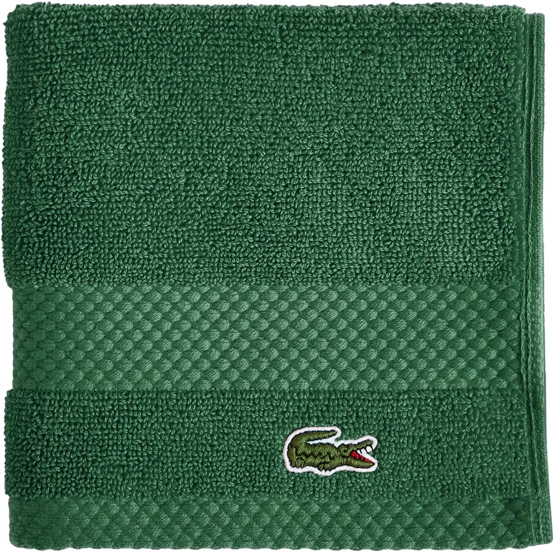Lacoste Heritage Croc Green wash cloth front view premium cotton
