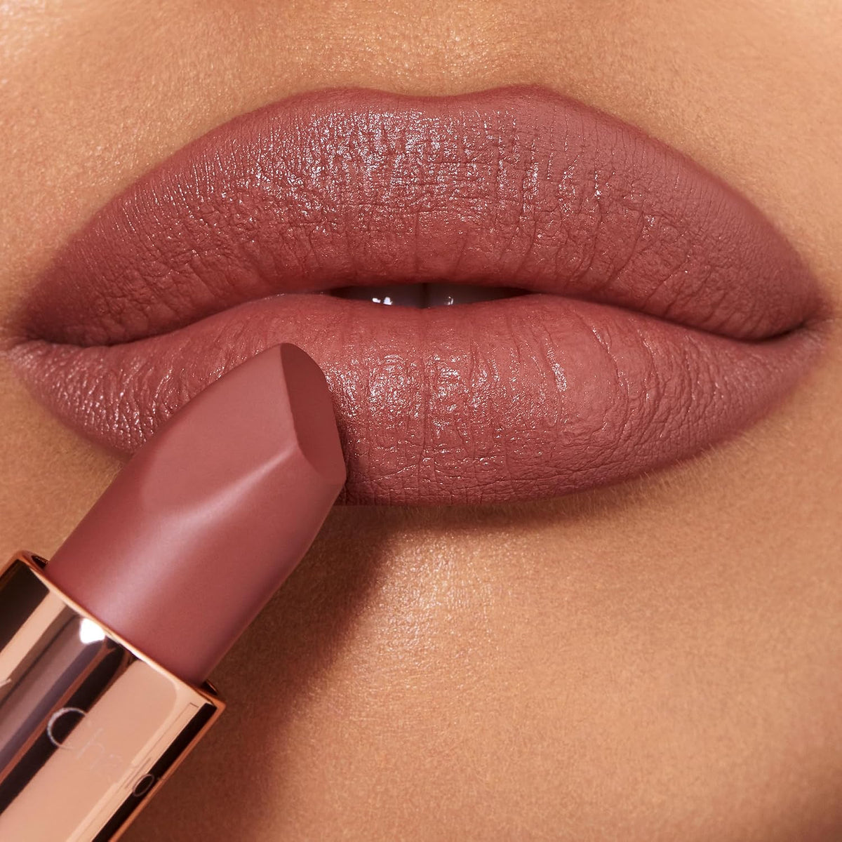Square-angled tip of Charlotte Tilbury Matte Revolution lipstick