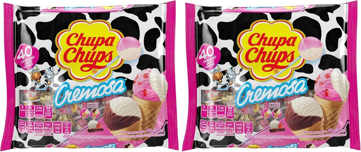 Chupa Chups Cremosa Lollipop Assortment, 2 Ice Cream Flavors, Individually Wrapped Candy for Kids, 16.9 Oz Bag (40 Suckers) - Image 9