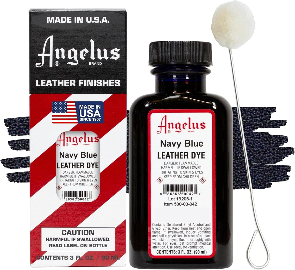 Angelus leather dye front view bottle packaging