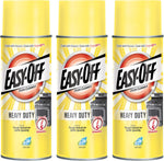 Easy-Off Heavy Duty Oven Cleaner front view three pack aerosol cans for grease removal