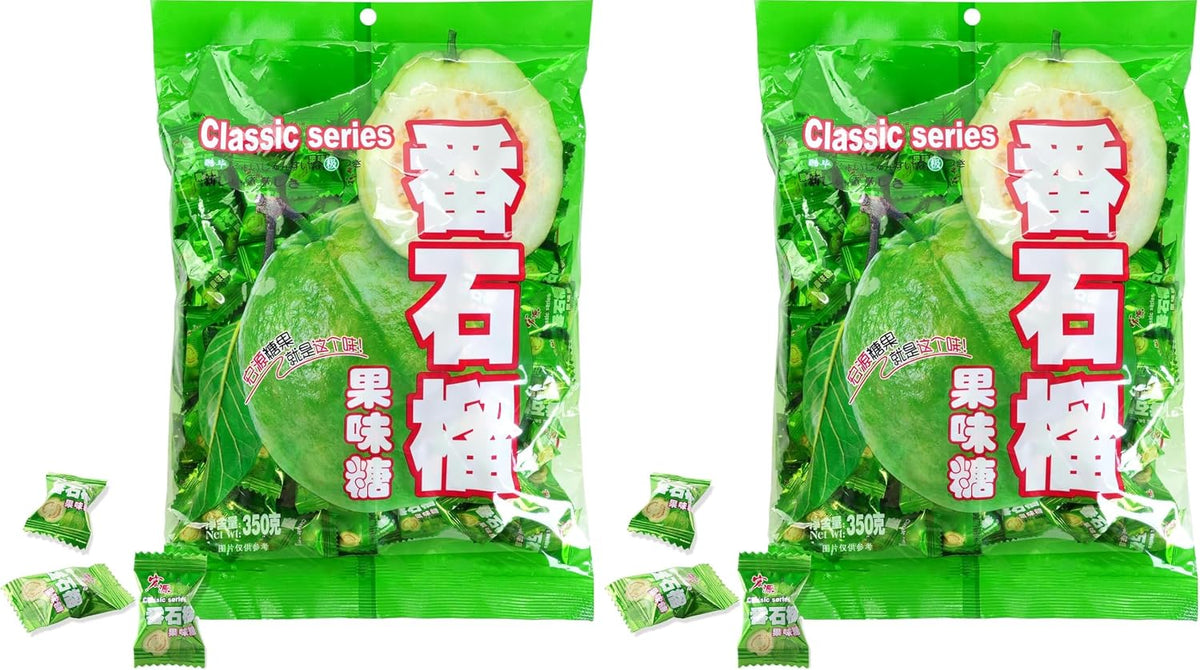 Hongyuan guava hard candy scattered on a table