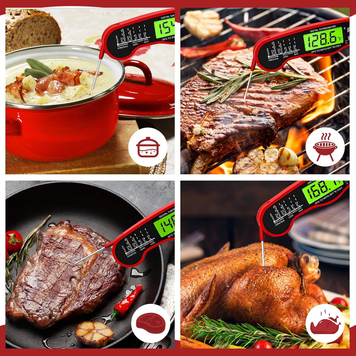 AWLKIM meat thermometer being used for steak