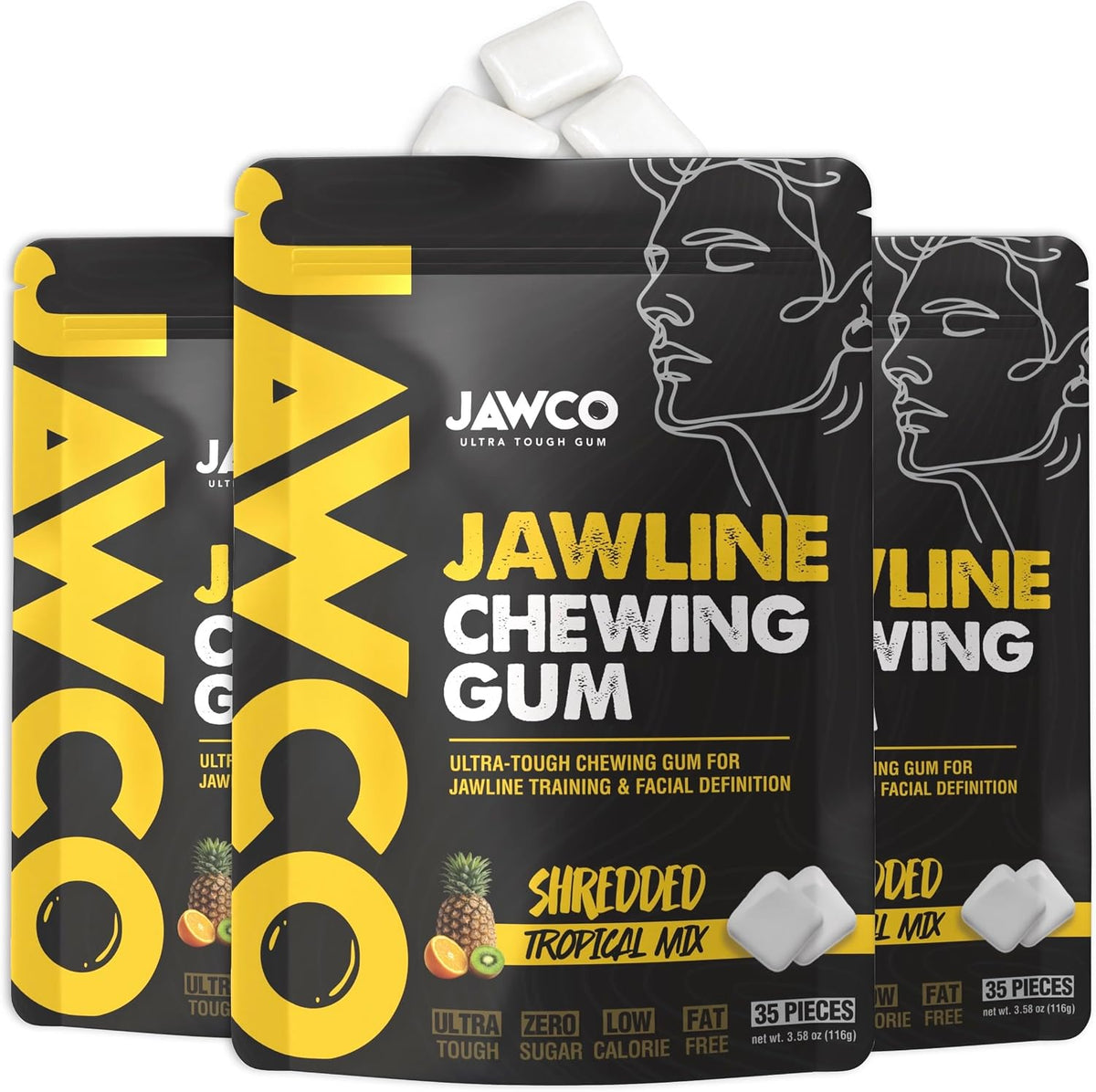 JAWCO Ultra-tough Jawline Chewing Gum | Get a Stronger, Squarer Jawline | Jaw Training Hard Gum | Chisel, Sculpt, Tone your Jaw | 15X Hardness | Facial Fitness Mewing Gum | Mighty Mint (1-Pack) - Image 12