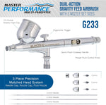 Master Airbrush G233 gravity feed airbrush with 1/3 ounce fluid cup
