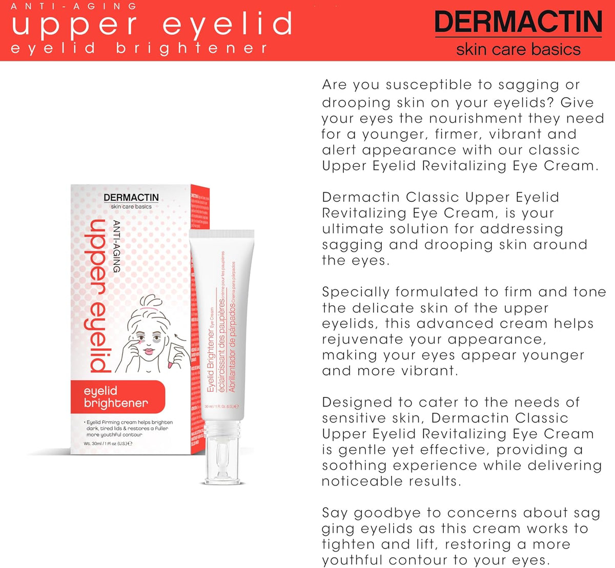 Dermactin eye cream jar showing brand label and size