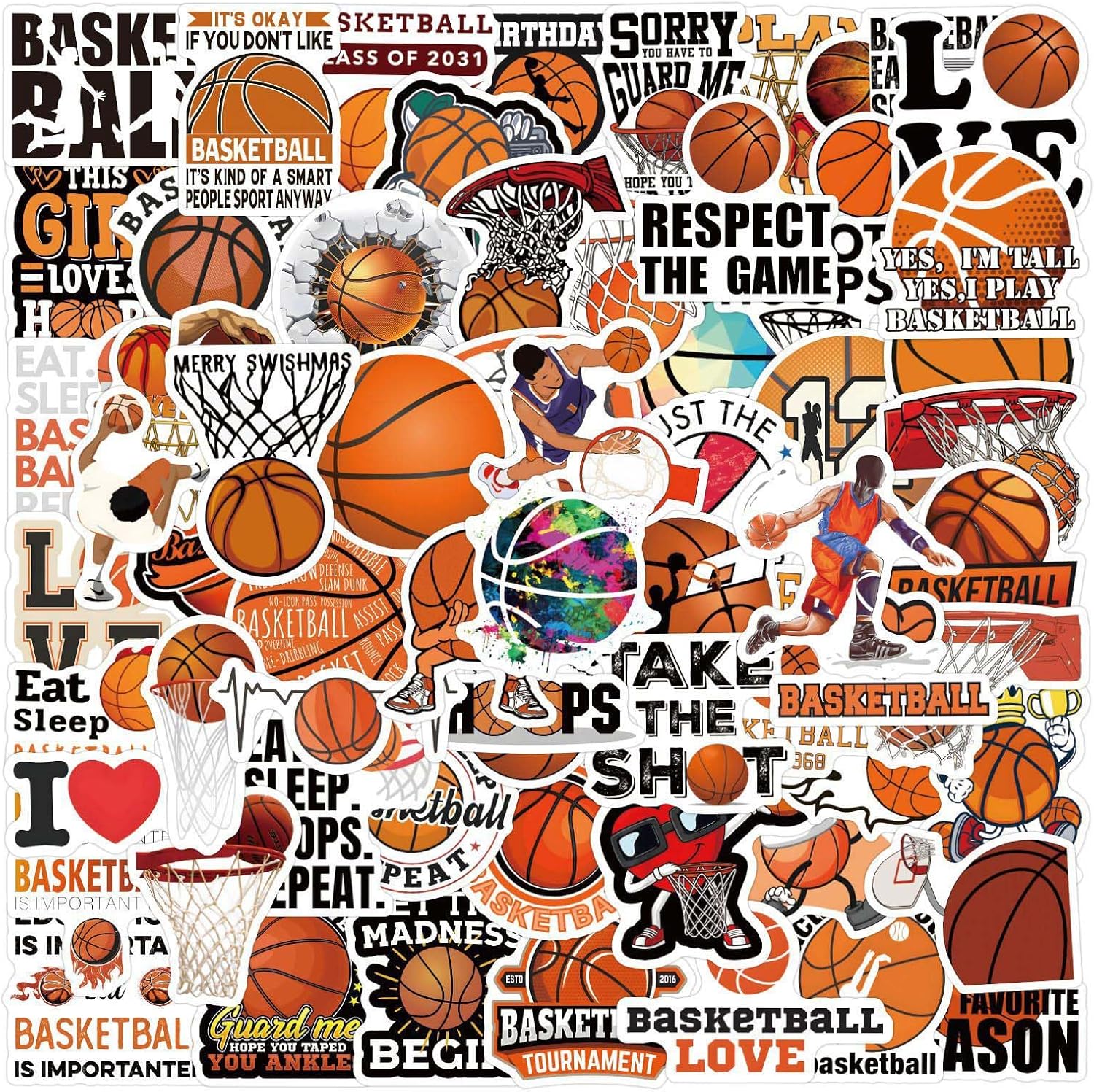 Didodo 120-piece basketball sticker set front view for laptops
