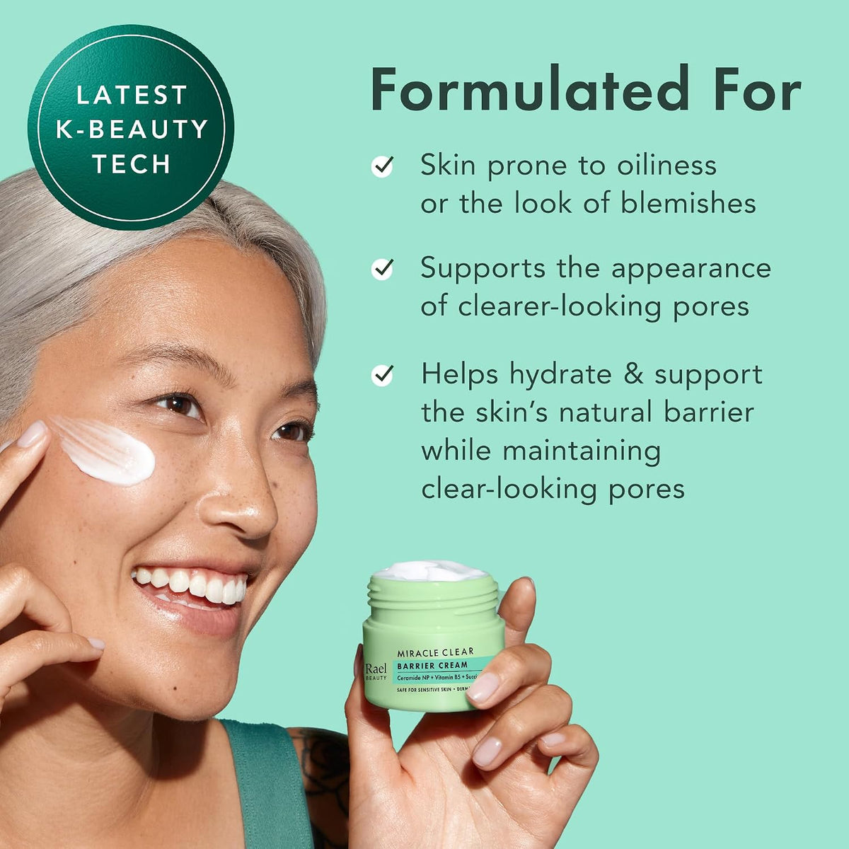 Rael Korean skincare barrier cream with succinic acid and ceramide NP