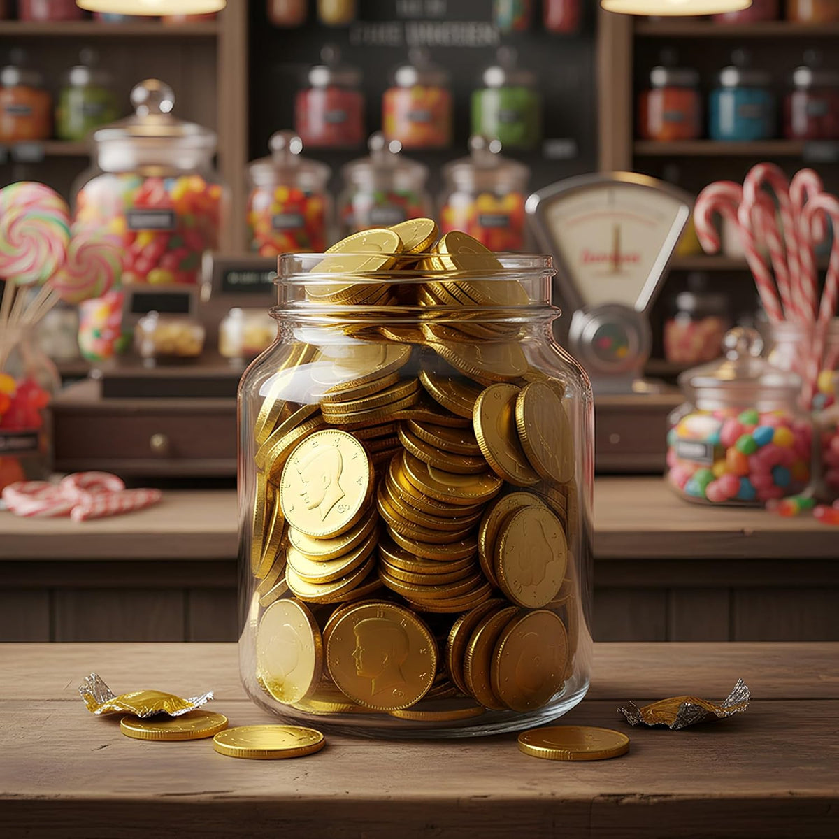 By The Cup foil wrapped sweet treats in a one pound bulk bag close up