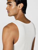 BOSS sleeveless vest neckline and strap close-up