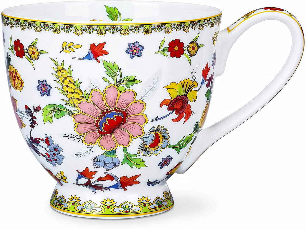 16 oz Bone China Coffee Mug, Elegant Floral Coffee Tea Cup for Hot Drinks | Lightweight bone china, Vivid floral decor, Microwave dishwasher safe, 16oz capacity, Fits coffee tea daily hot beverages - Image 9