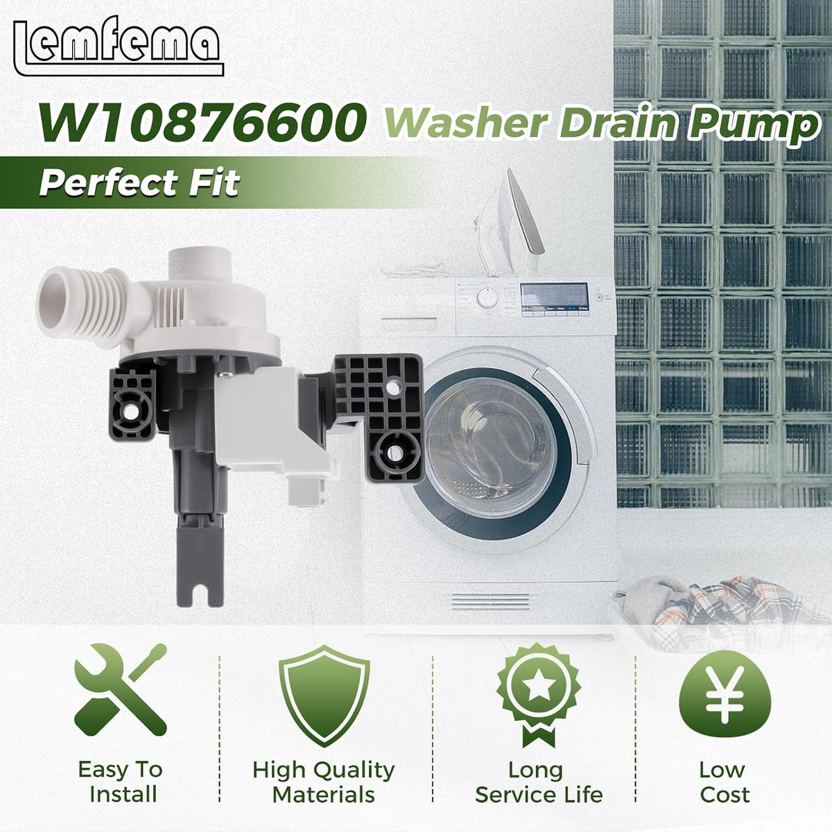 Lemfema W10876600 washer pump mounting bracket detail