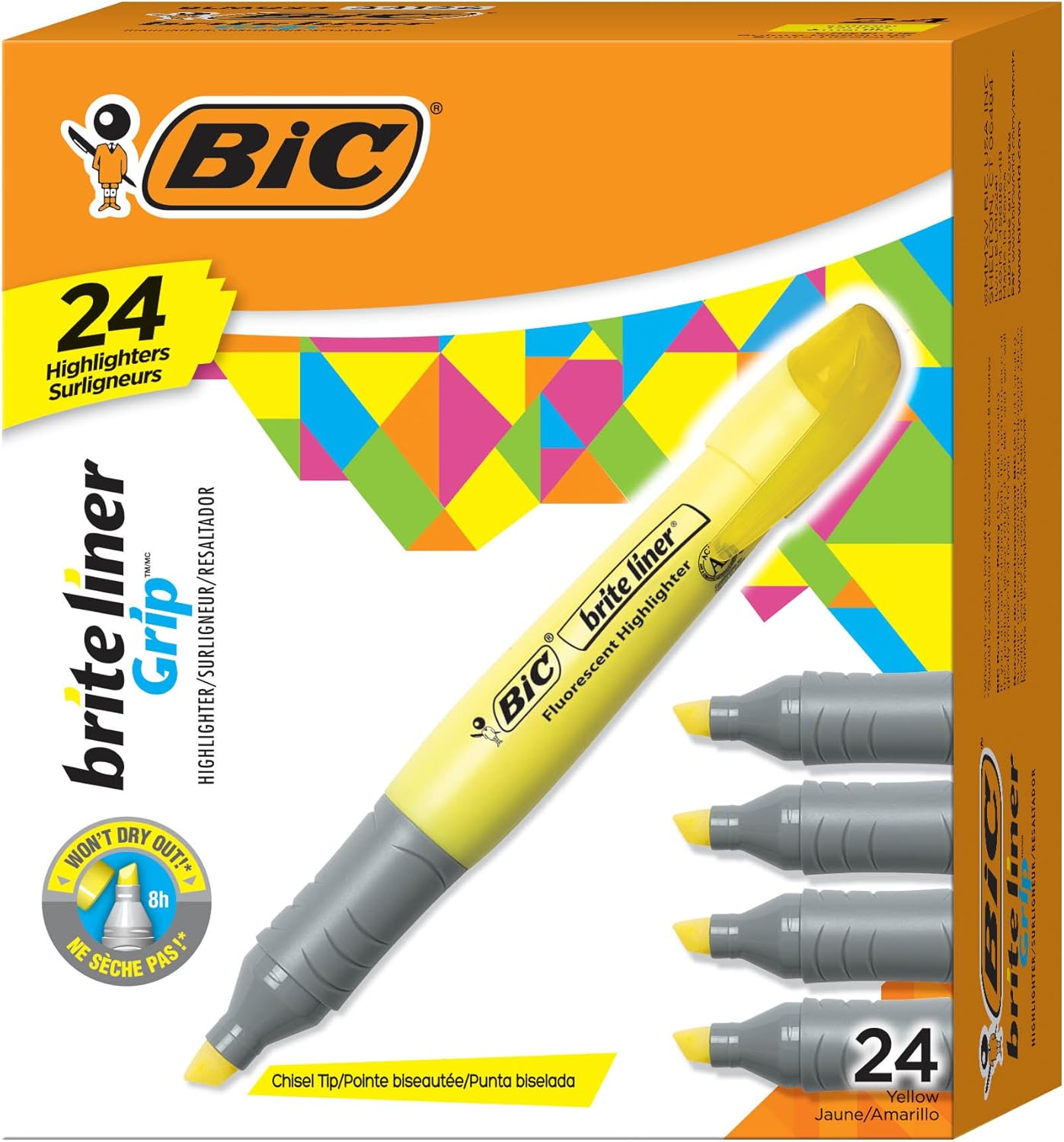 BIC Brite Liner Grip highlighter front view pack