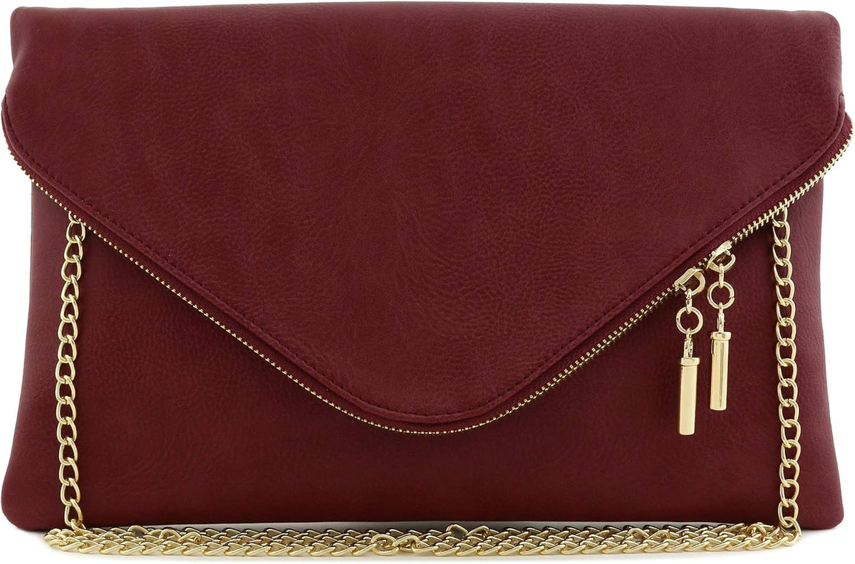 Oversized Envelope Clutch Evening Bag with Chain Strap - Image 12