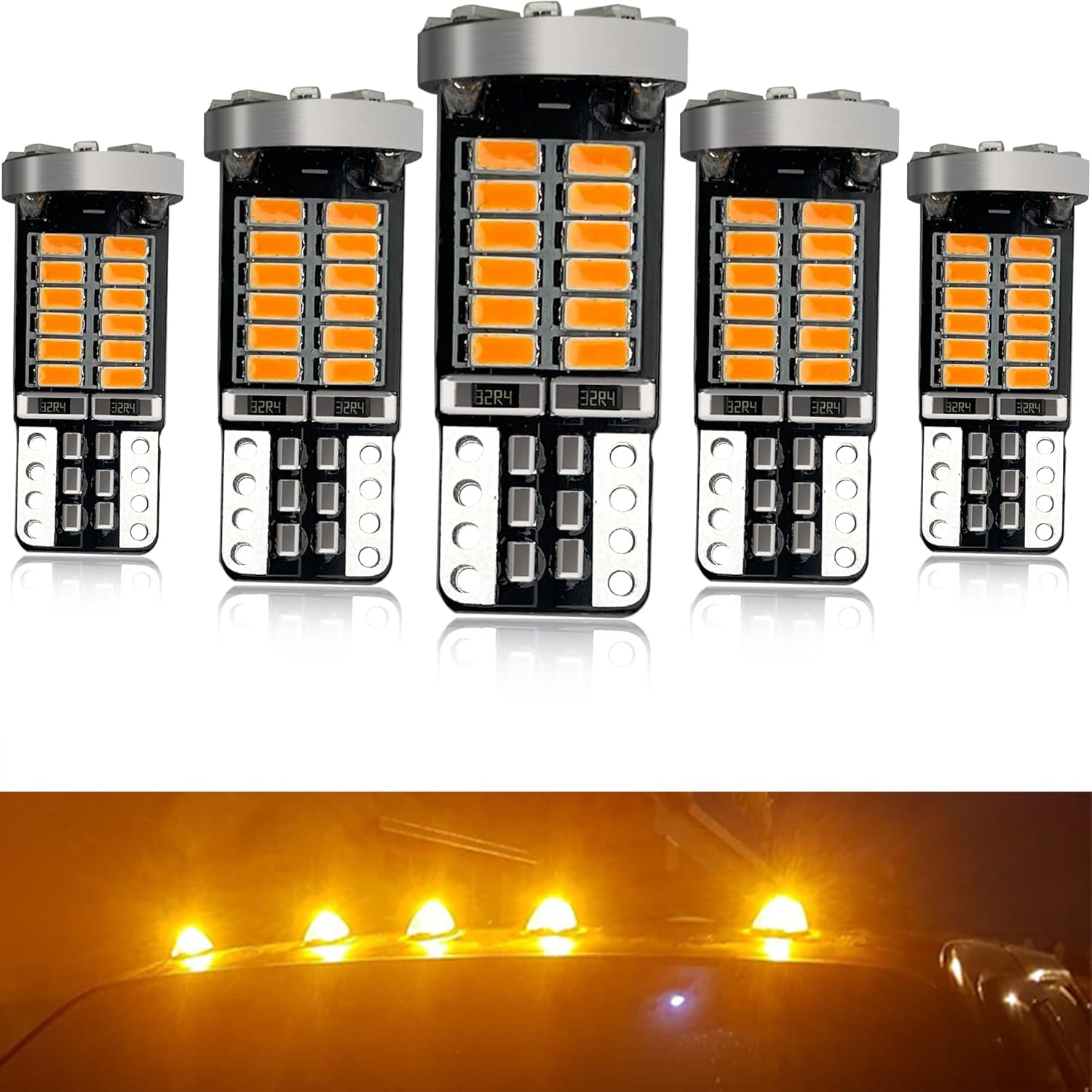 Gorromp LED roof cab marker lights bulbs five piece pack front view