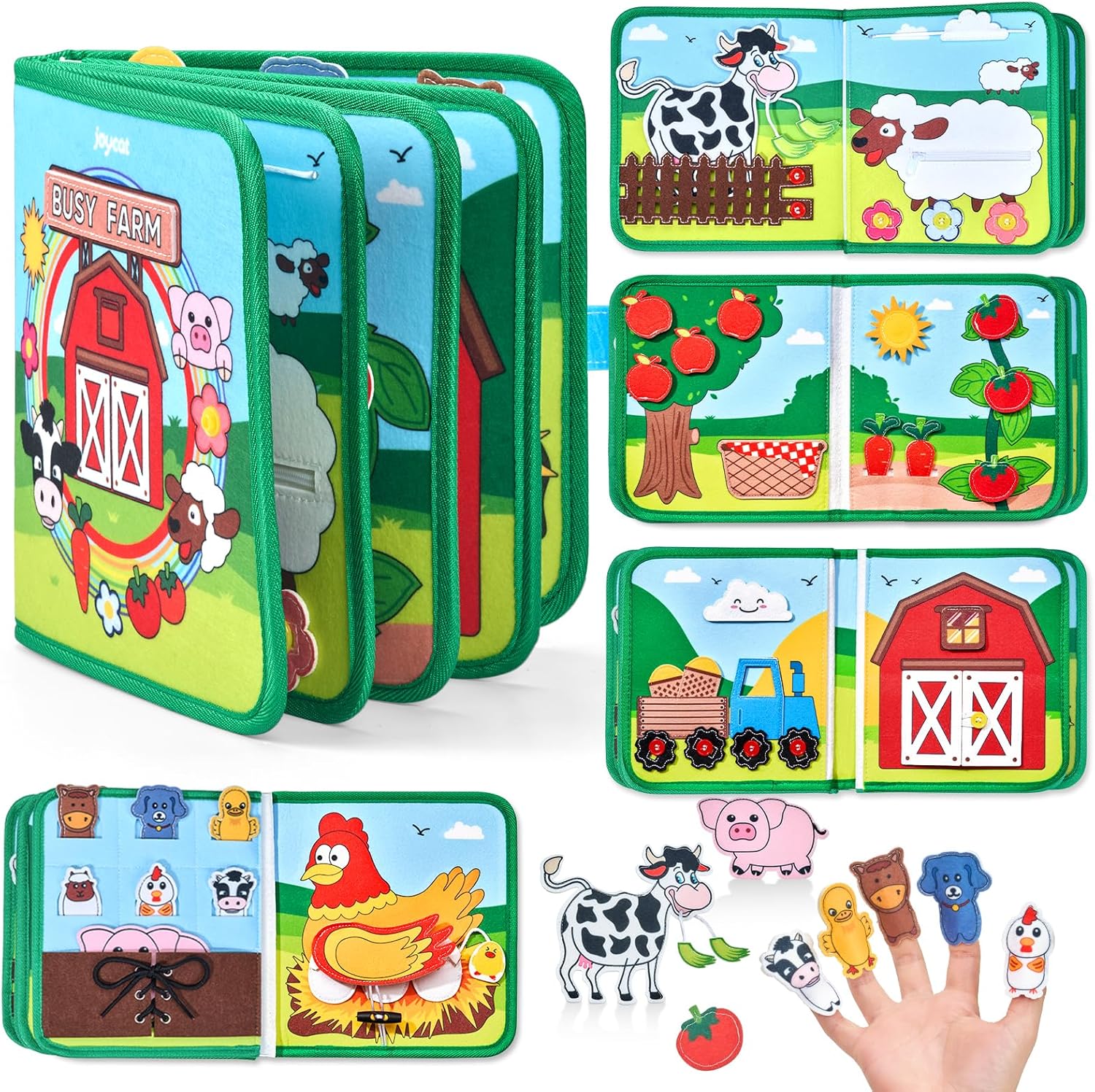 JoyCat Farm Busy Book front cover view for toddlers