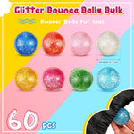 Shappy glitter bouncy balls bulk spread out with black storage bag