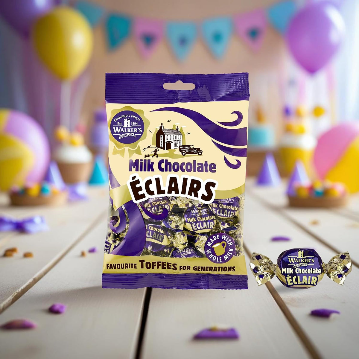 Walkers Nonsuch English creamy toffee sweets showing the back ingredients label and nutritional information.