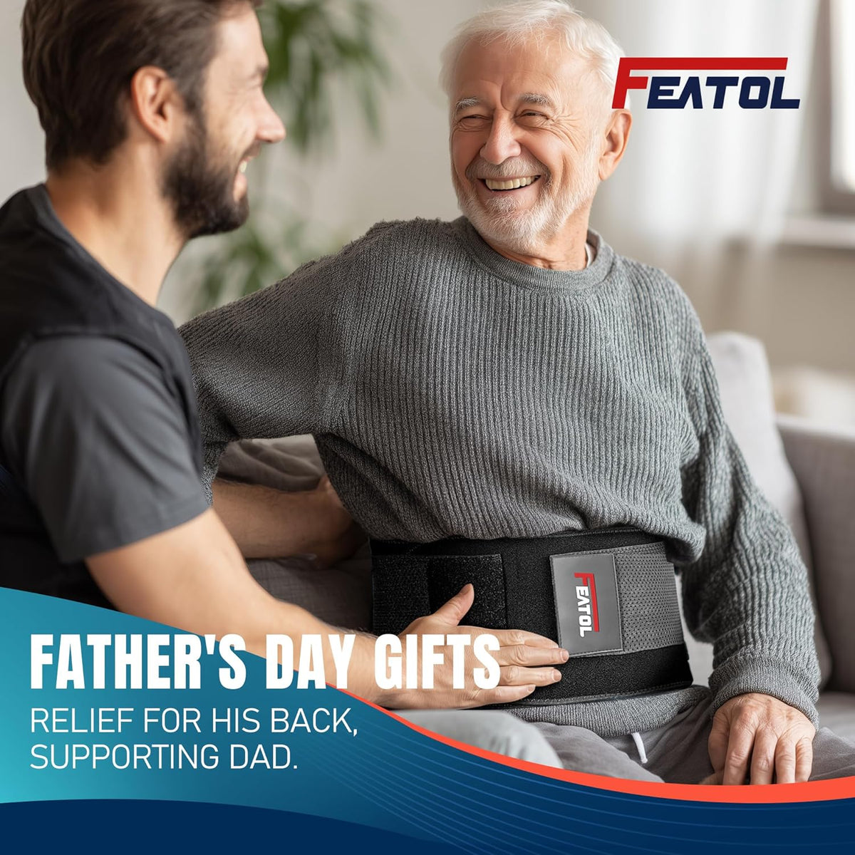 FEATOL back support belt displaying removable lumbar pad