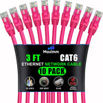 Maximm Cat6 Ethernet Cable 4 Ft Pink (10-Pack), 10Gbps 550MHz UTP Cord - Image 10