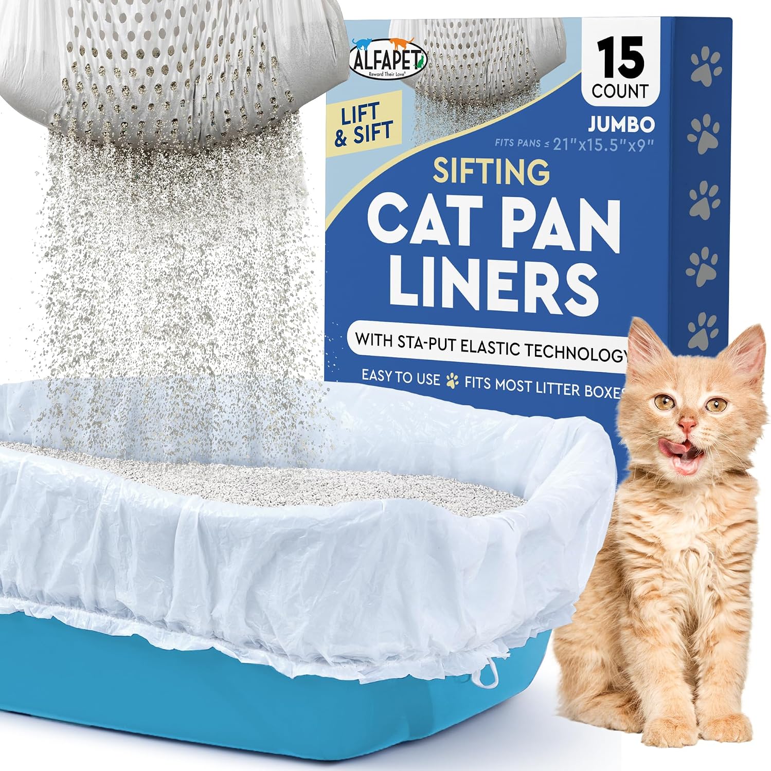 Alfapet Sifting Cat Litter Box Liners front packaging view